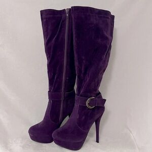 Women’s Rock Star Platform Boots, Purple, Size 6.5